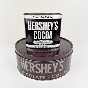 Lot Of 2 Vintage Hershey’s Chocolate Tins Cocoa 1981 Decor Campfire